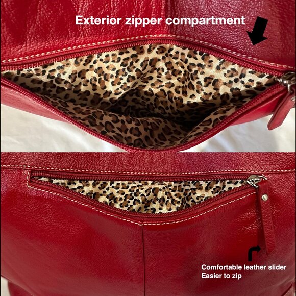 Bella Rosa Maria Boutique | Celsius | Genuine Leather | Red Handbag | Large - Picture 5 of 12